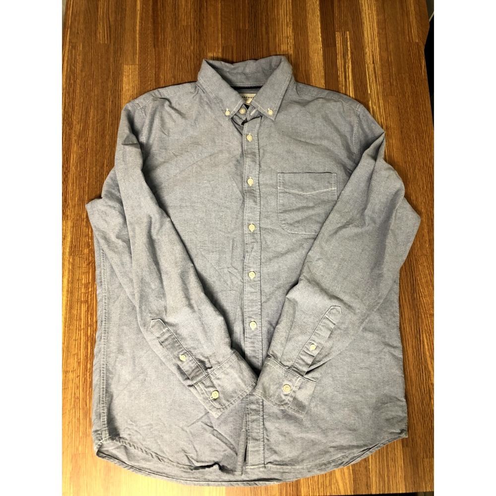 Aeropostale Mens Medium Blue Button Up Shirt Long Sleeve Casual Oxford Pocket